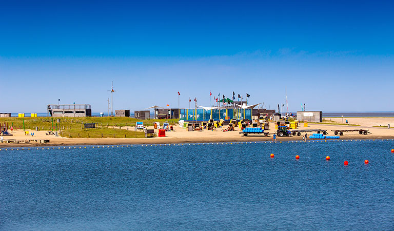 Die Perlebucht von Büsum an der Nordsee von Schleswig-Holstein.