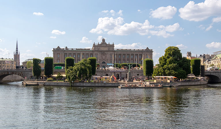 Das Königliche Schloss von aussen in Stockholm in Schweden