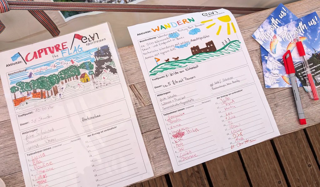 Wochenprogramm des Familien-Sportcamps in Slowenien.